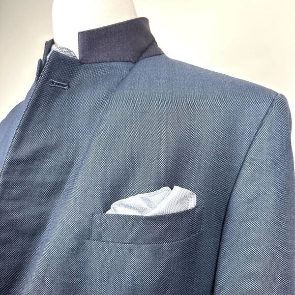 Hart Schaffner Marx Navy Birds Eye Gold Trumpeter Suit 46 R Pants 39 Read - Picture 4 of 13